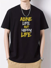 Men's Cotton Letter Print Active T-Shirt