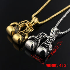 Personalized Punk Double Boxing Gloves Pendant Necklace For Men