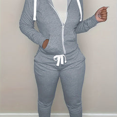 Solid Long Sleeve Hoodie & Joggers Set