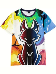 Kids' Fox Graphic T Shirt 3D Digital Print Active Stretch Short Sleeve Novel Tee