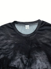 3D Lion Print T-Shirt for Men, Crew Neck Tee for Summer