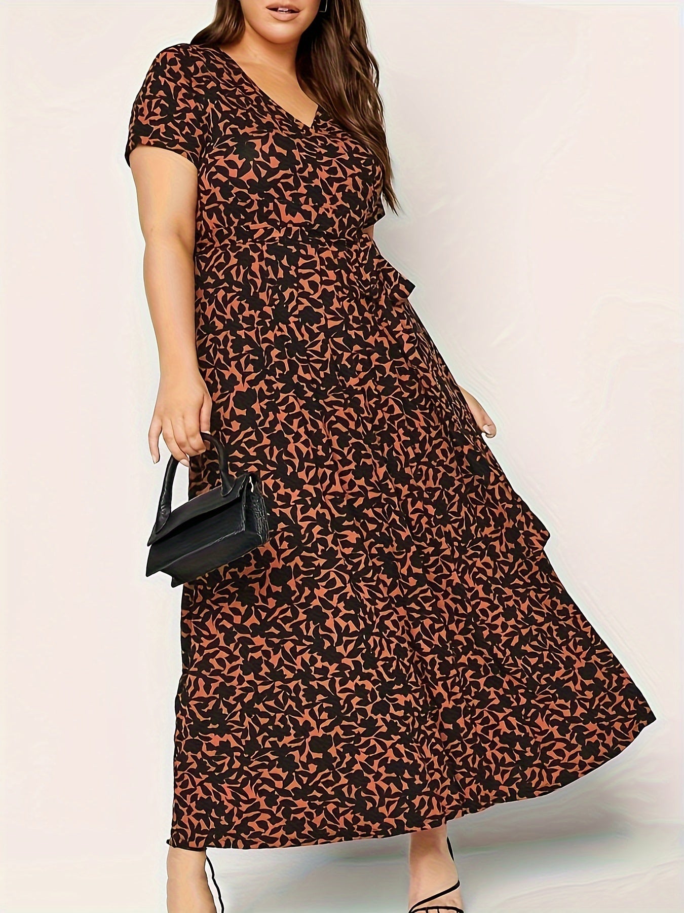 Allover Print Short Sleeve Dress