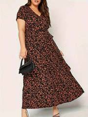 Allover Print Short Sleeve Dress