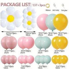 140Pcs Daisy Balloon Garland Arch Kit Flower Theme Party Decoration