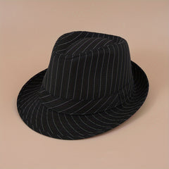 Solid Striped Jazz Fedora Cap Lightweight Summer Sun Hat