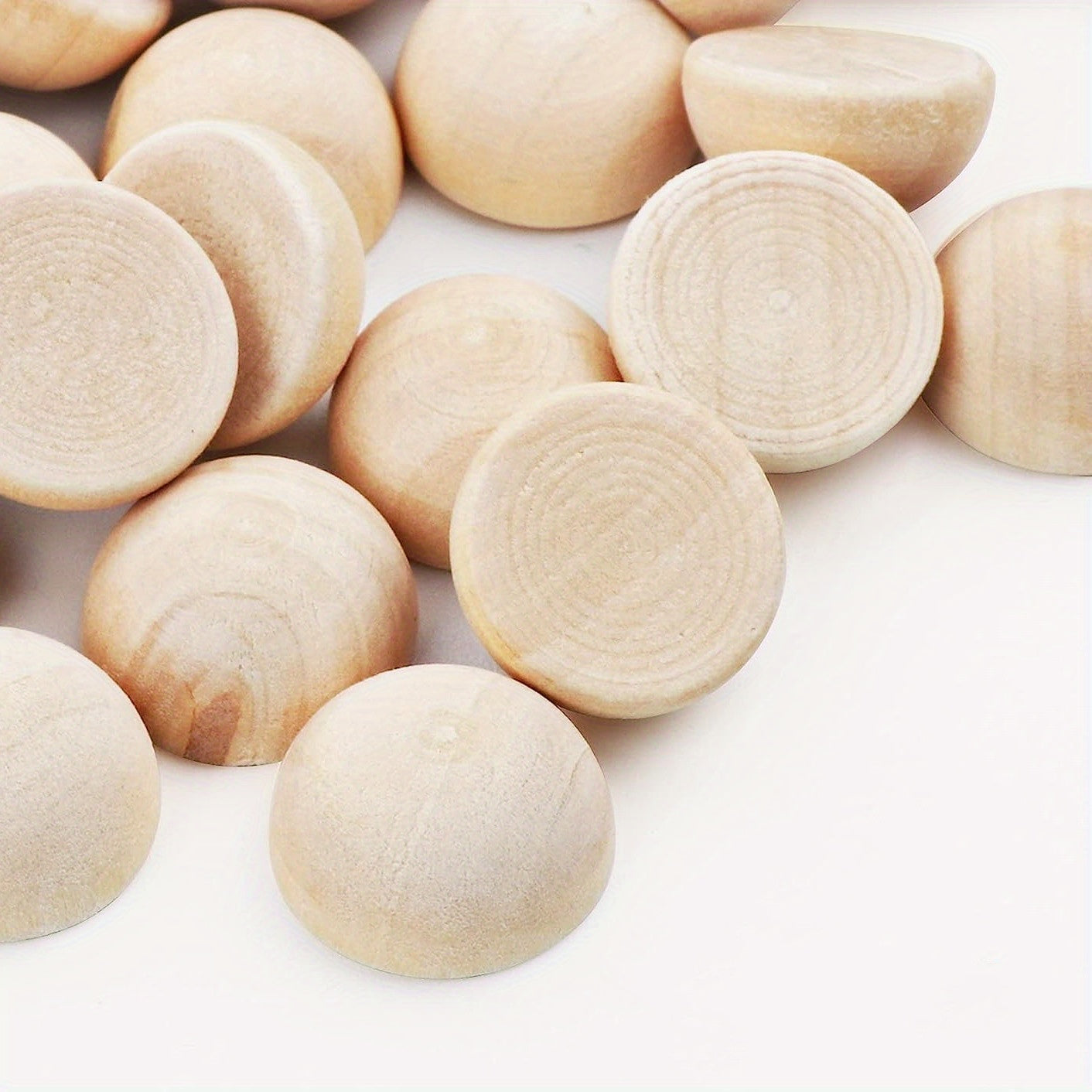 60pcs 15mm Half Wooden Beads, Paintable Balls for Crafts, Christmas Ornaments