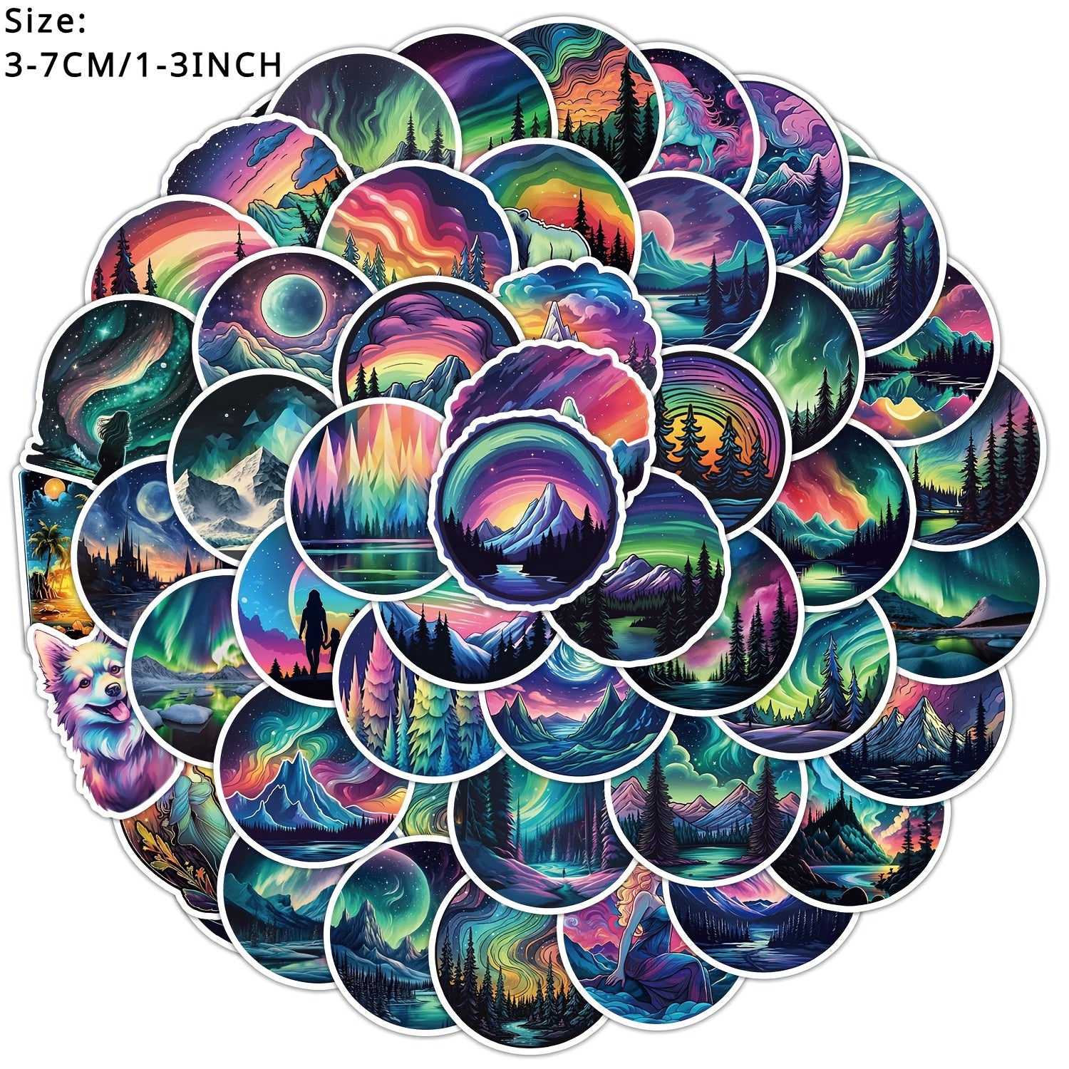 50pcs Northern Lights Series Stickers Waterproof DIY Decorative Sticker