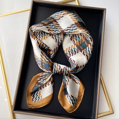 Classic Checkered Silk Scarf Gift For Her