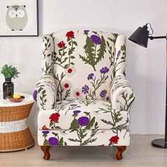 Flower Printed Wingback Chair Slipcover - Protect Furniture & Add Style