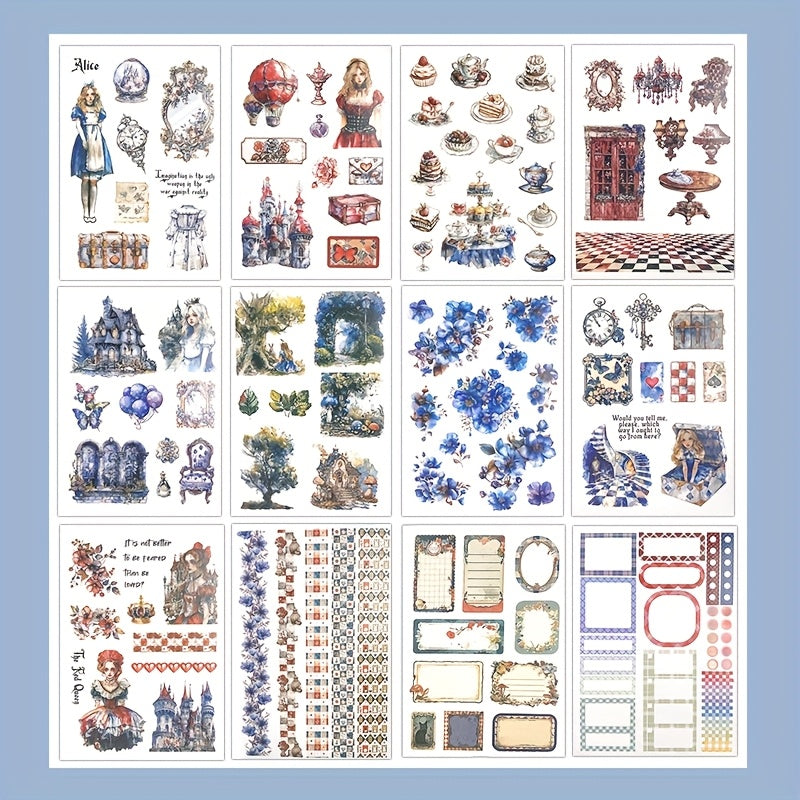 Vintage Floral Sticker Book - Parisian Scenes & Tea Party Designs