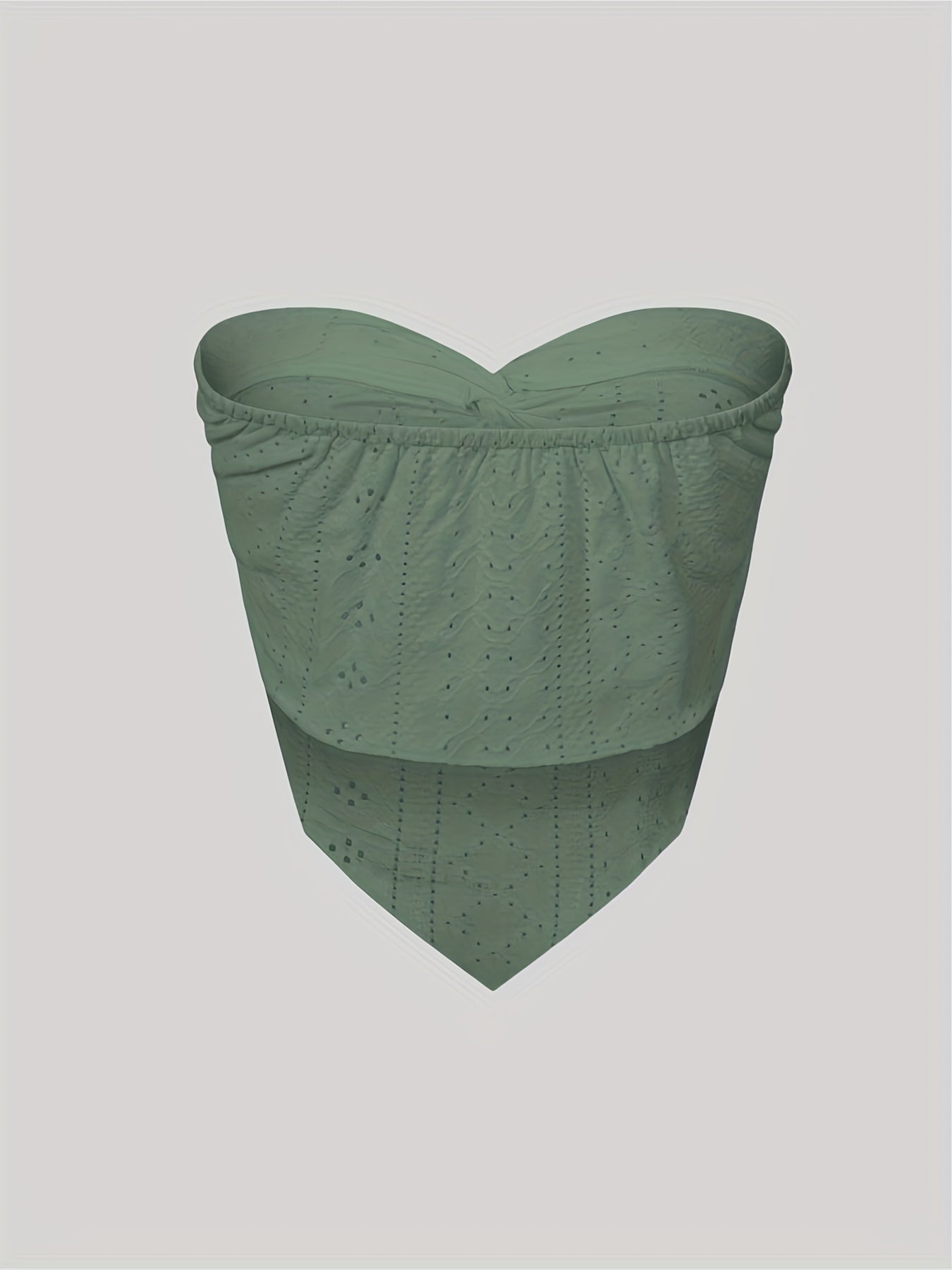 Eyelet Embroidered Strapless Top Summer Women's Clothing