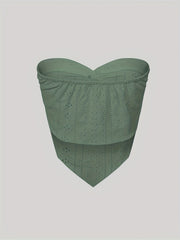 Eyelet Embroidered Strapless Top Summer Women's Clothing