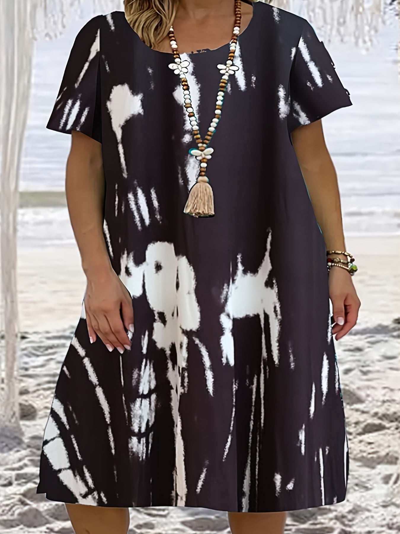Women's Plus Tie Dye Short Sleeve T-shirt Dress