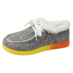 Plush Lined Furry Boat Shoes Thermal Flat Snow Boots