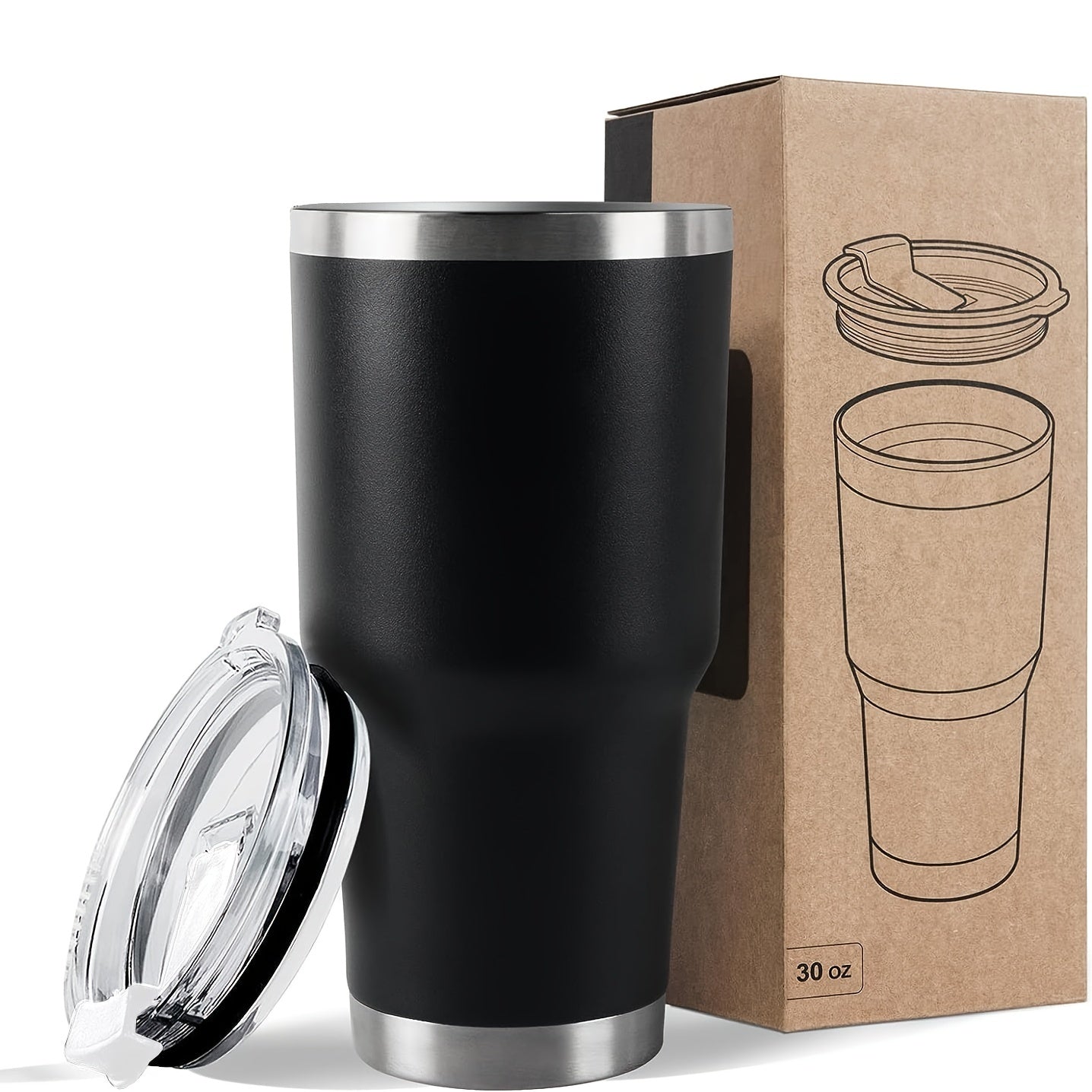 30oz Insulated Tumbler Stainless Steel Travel Coffee Mug with Lid & Straws