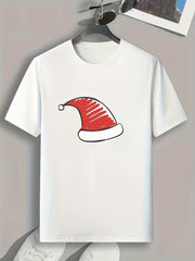 Christmas Hat Pattern Print Men's Comfy Sports T-shirt