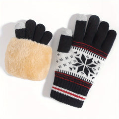 Winter Gloves Snowflake Patterns Plush Touch Screen Gloves