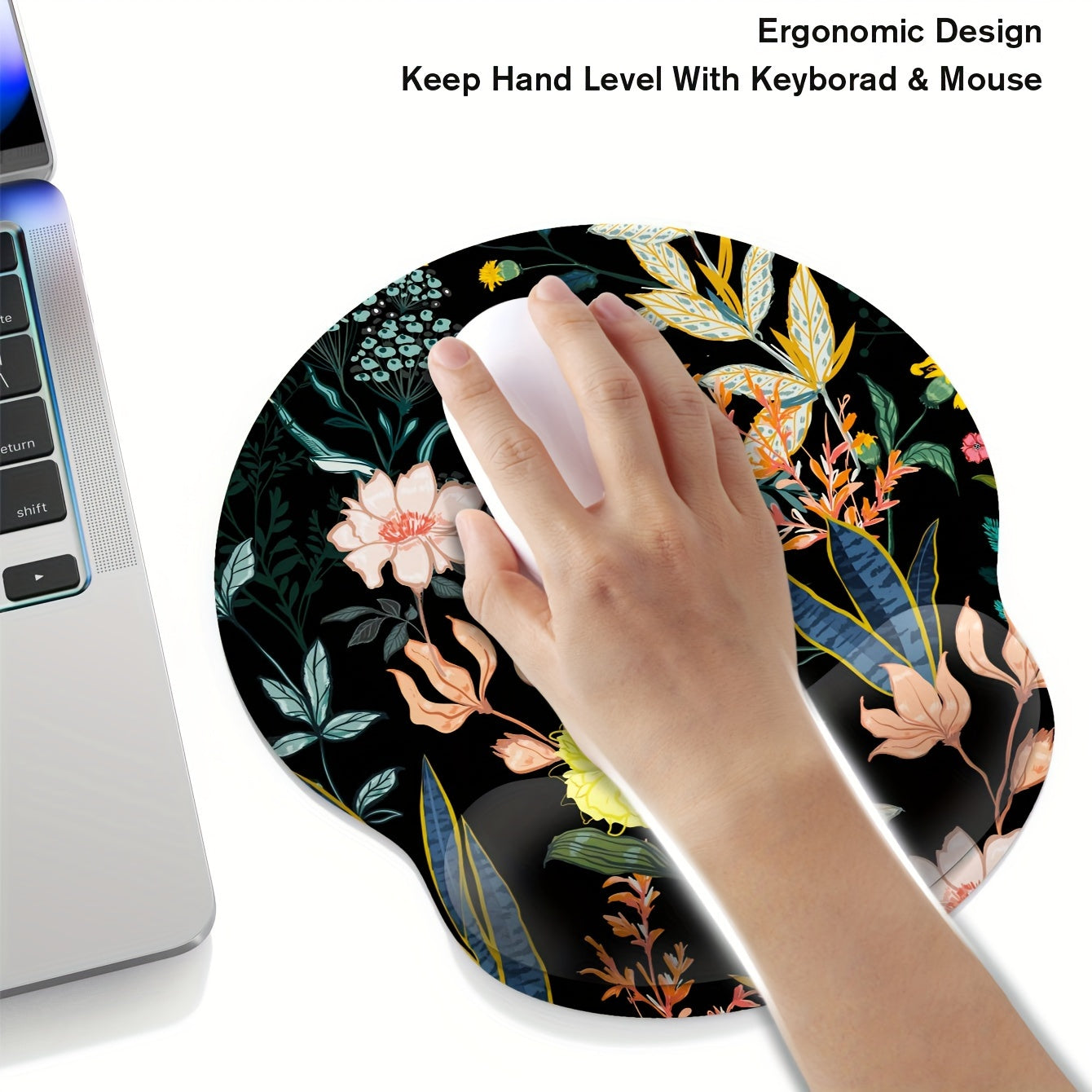 Colorful Flower Wrist Mouse Pad with Wrist Guard