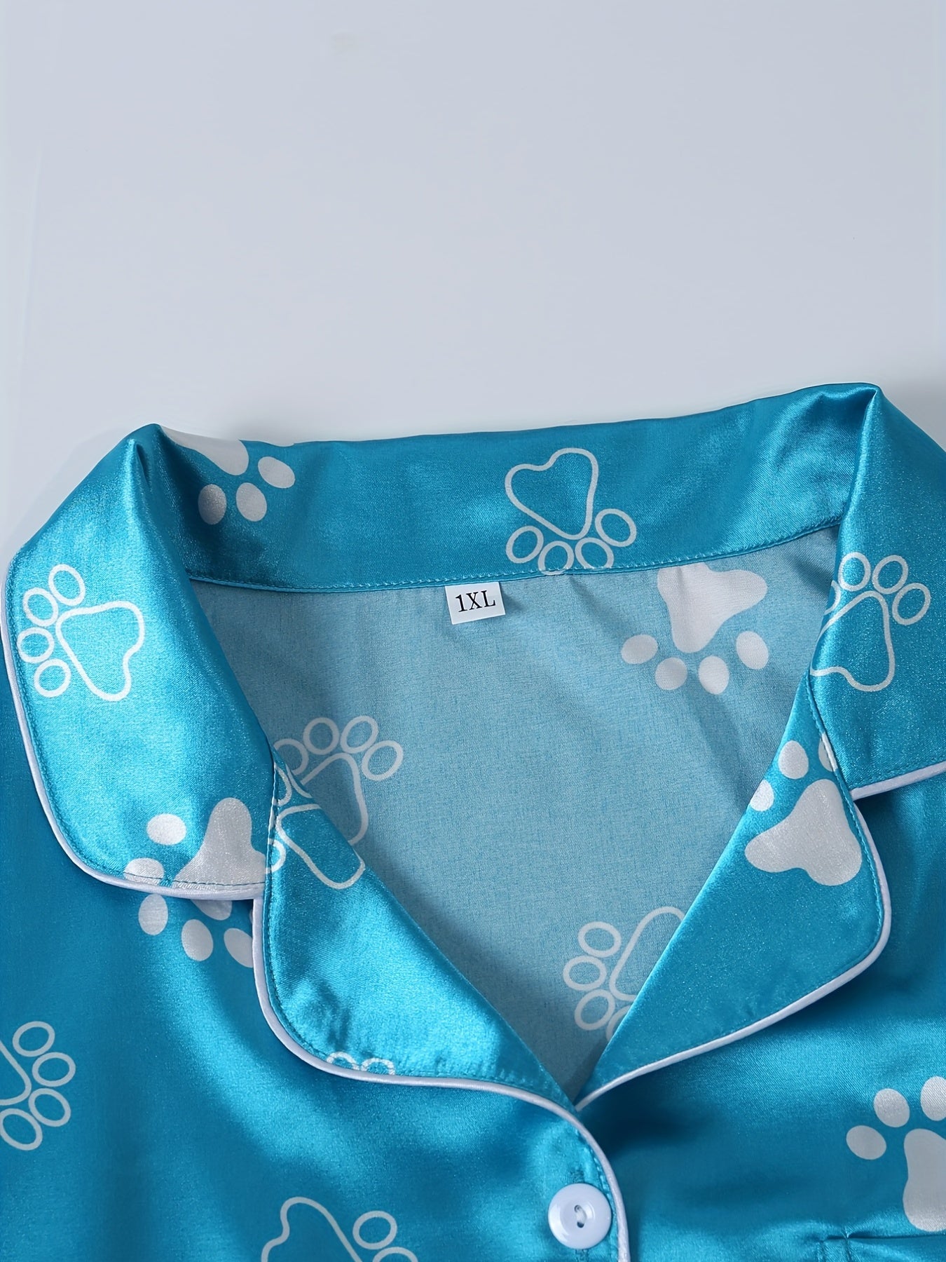 Nightgown Women's Plus Paw Print Nightdress With Pocket