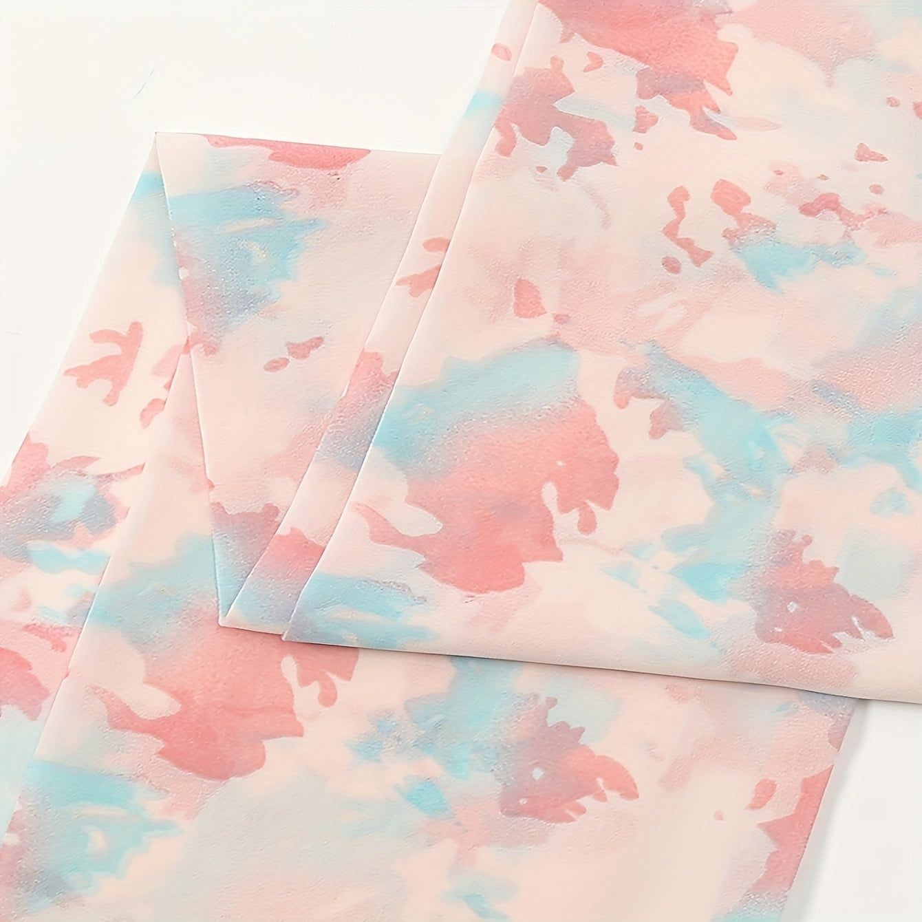 Pink Floral Print Skinny Scarf Chiffon Long Ribbon Neckerchief