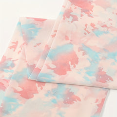 Pink Floral Print Skinny Scarf Chiffon Long Ribbon Neckerchief