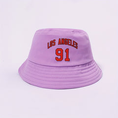 LOS ANGELES 91 Purple Bucket Hat Lightweight Sunscreen Fisherman Cap