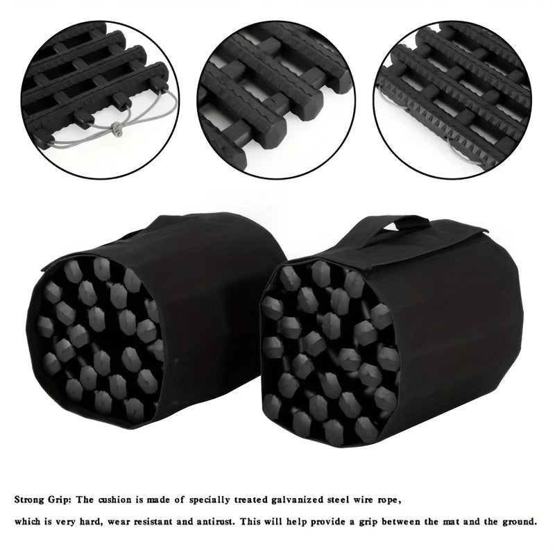 2pcs Car Emergency Traction Mats Portable Car Tire Grip Recovery Track Traction