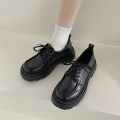 Women's Chunky Heel Loafers Lace Up Shoes Comfortable Dress Shoes