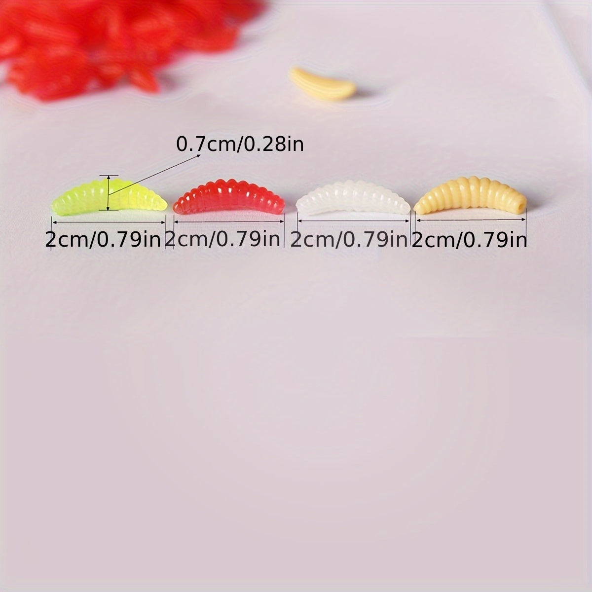 50pcs Artificial Fishing Bait Soft Mealworm Soft Maggot Five Colors