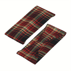 Vintage Plaid Headband Red Beige Polyester Blend Sport Casual Adjustable Men