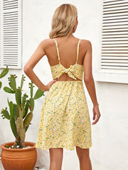 Ditsy Print Cut Out Twist Front Mini Cami Dress