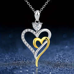Girl's And Fairy Double Love Necklace Heart Shaped Pendant