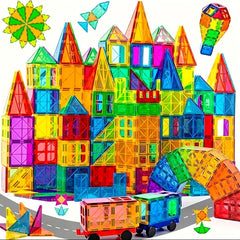 199pcs Magnetic Tiles Building Block Toys Travel Set Educational STEM Boys Girls