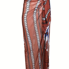 Mesh Sarong Cover Up Tie Side Maxi Skirt