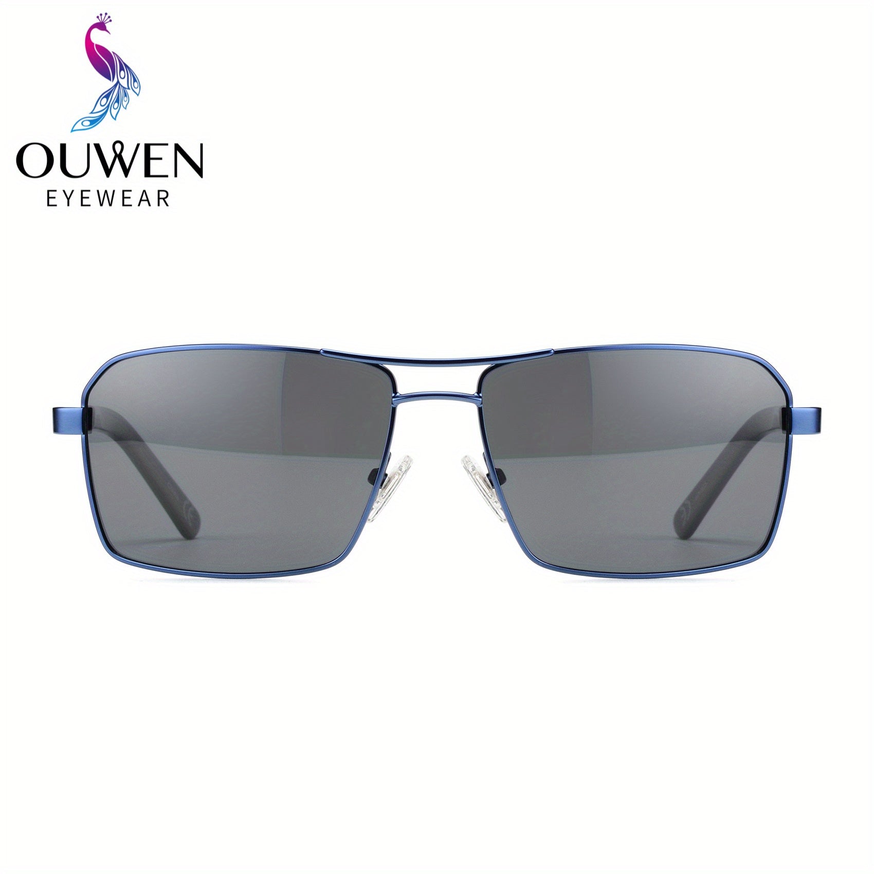 OUWEN Vintage Rectangular Frame Polarized Aviator Sunglasses For Men