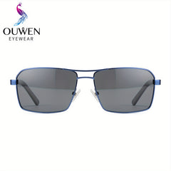 OUWEN Vintage Rectangular Frame Polarized Aviator Sunglasses For Men