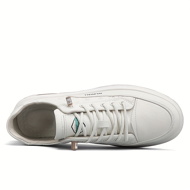 Men's Lace-up Sneakers PU Leather Skate Shoes with Traction