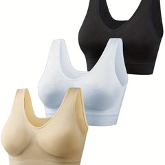 3pcs Wireless Seamless Sports Bras - Comfy & Breathable