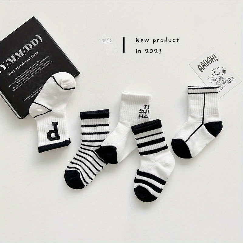5 Pairs Kids Mesh Breathable Thin Cotton Socks for Summer