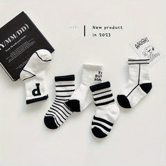 5 Pairs Kids Mesh Breathable Thin Cotton Socks for Summer