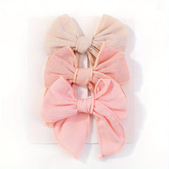 3pcs Plain Bow Hair Clips Set for Baby Girls