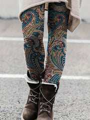 Paisley Print Skinny Leggings High Waist Casual Leggings