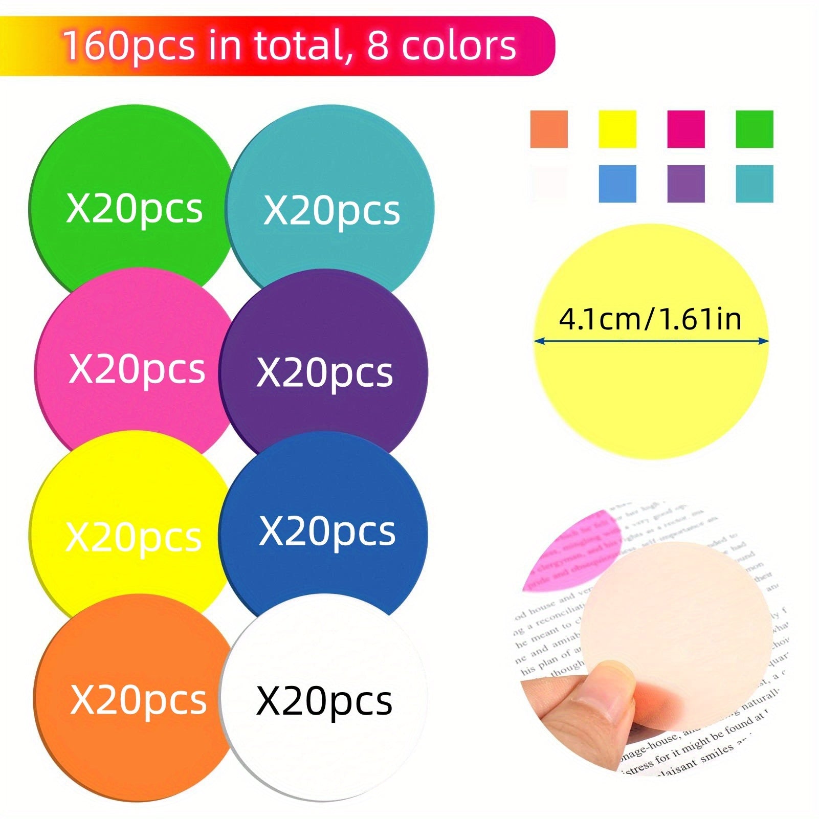 400 Sheets 8pcs Round Index Stickers Set G473