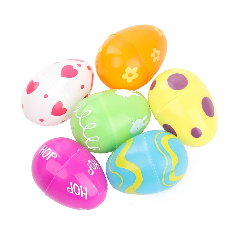 12pcs Printed Plastic Easter Eggs Fillable Basket Fillers