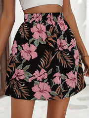 Boho Floral Print Elastic Waist Skirt for Women