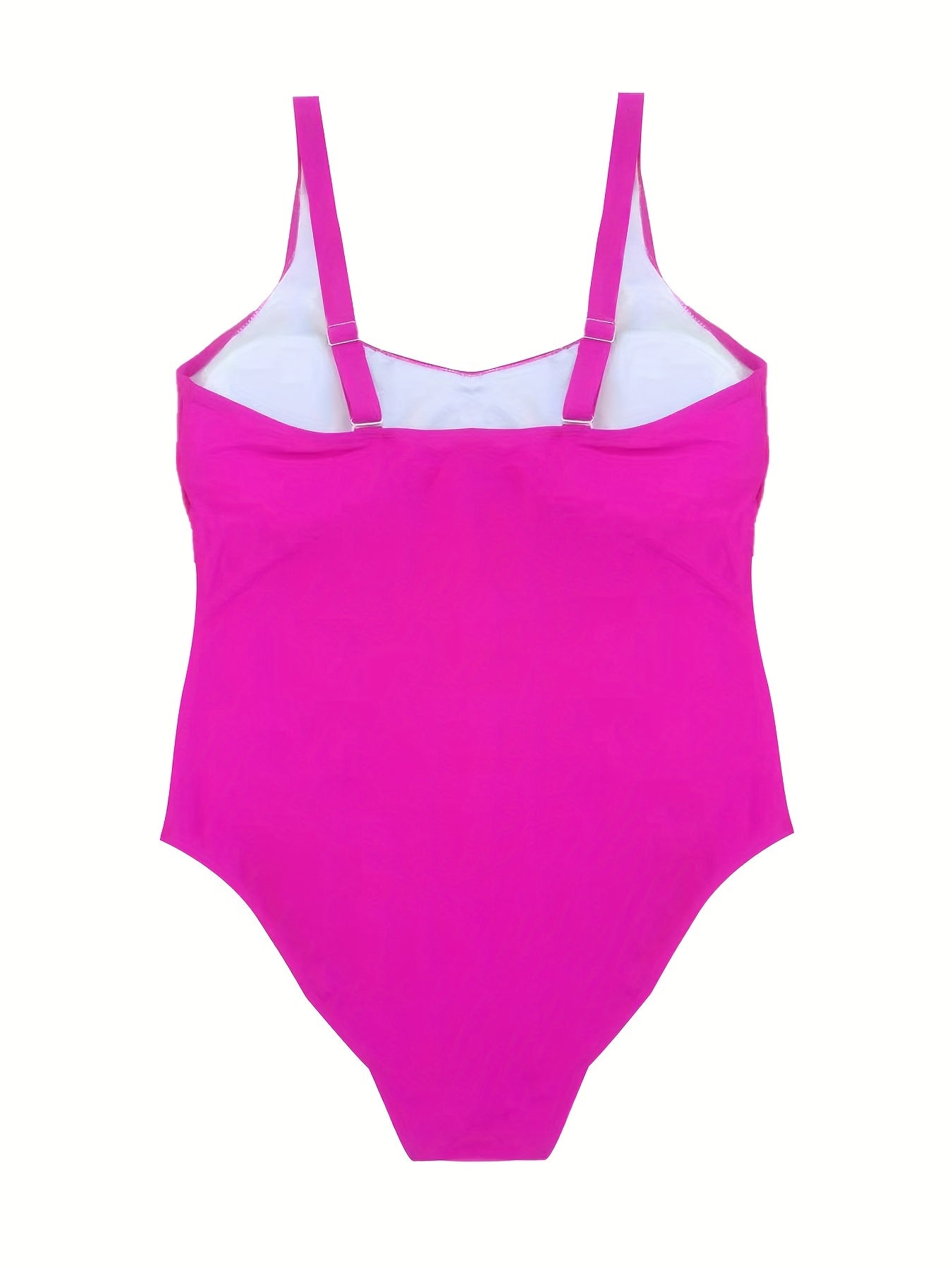 Plus Size Solid Scoop Neck One Piece Swimsuit