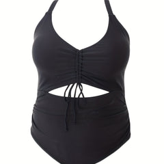 Lace Ruched Cut Out One Piece Swimsuit