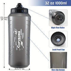 GIFUBOWA 33oz Sports Squeeze Water Bottles for Cycling Running Hiking