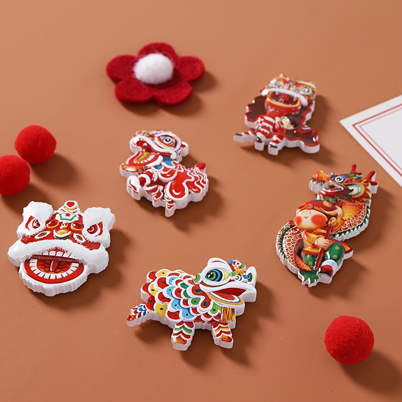 Resin Lion Refrigerator Sticker Chinese New Year Festive Decor