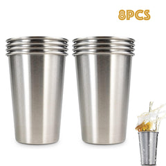 Stainless Steel Pint Cups 16oz Set of 8
